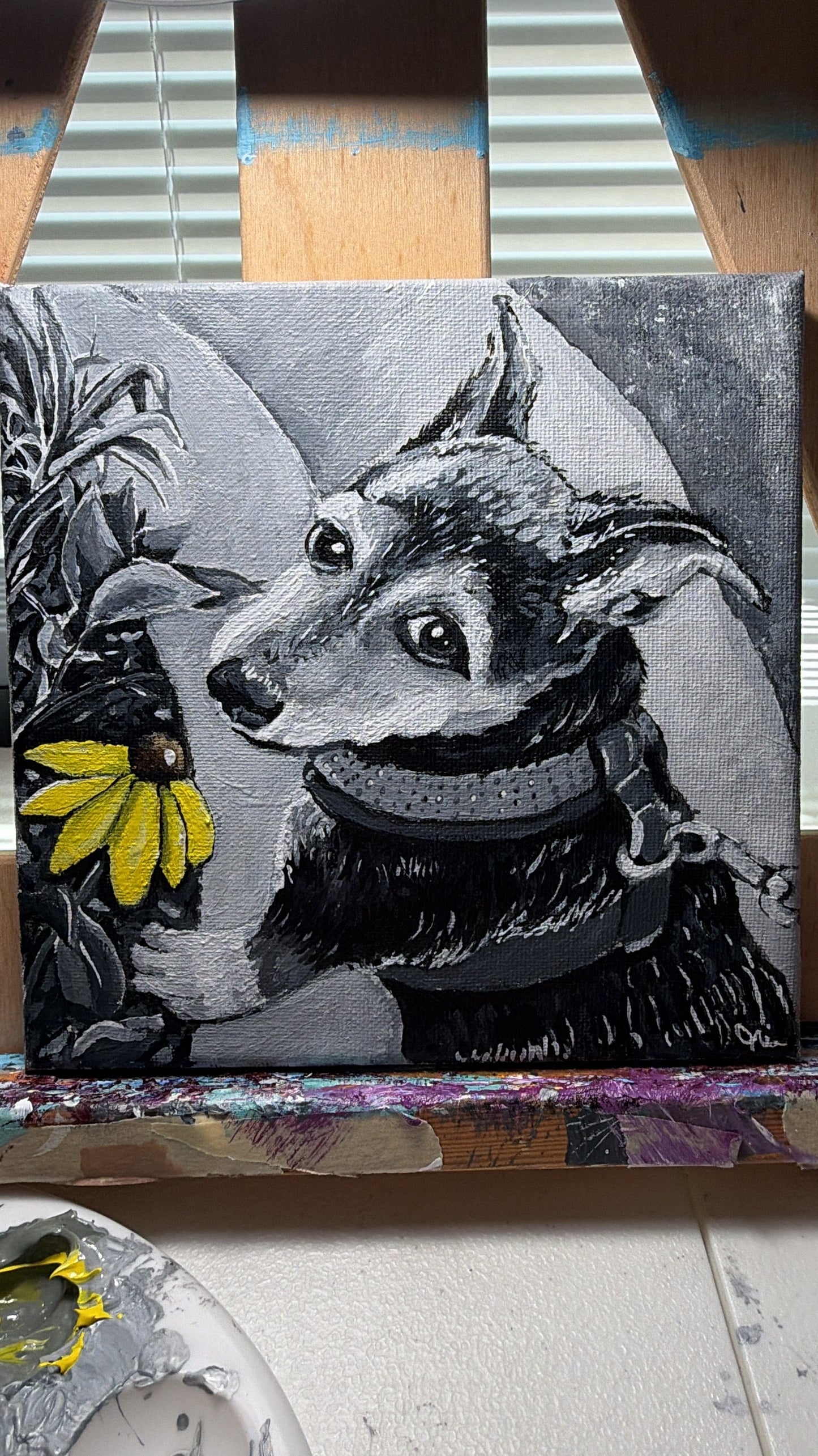 Custom Pet Portrait - Acrylic Painting: Black and White