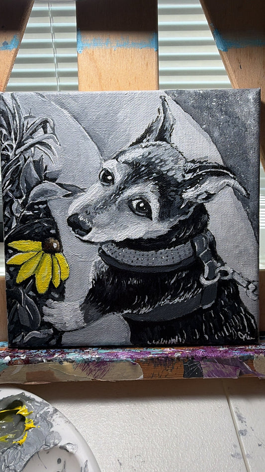 Custom Pet Portrait - Acrylic Painting: Black and White